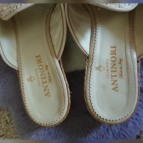 CLORINDA ANTINORI The Luna Gaelle Rosa pink and cream tweed mules size 8 - Picture 9 of 16